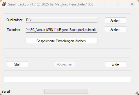 Screenshot der Benutzeroberfläche