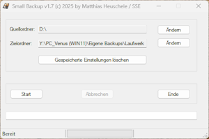 Screenshot der Benutzeroberfläche